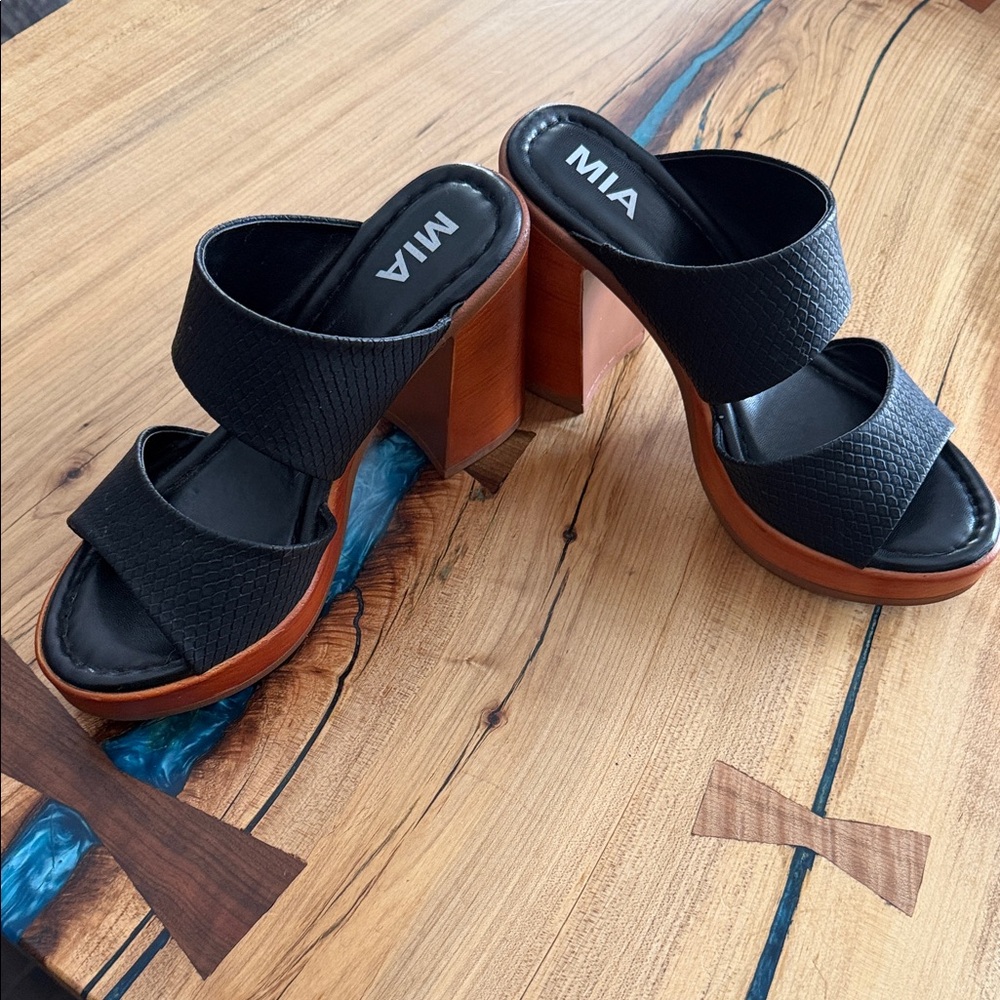 MIA Black and Brown Platform Sandals